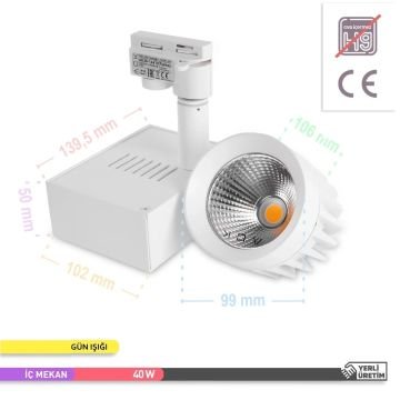ACK AD30-14610 40 Watt Beyaz Kasa LED Ray Spot - OSRAM LED & OSRAM/PHILIPS Driver - Ilık Beyaz (4000K)