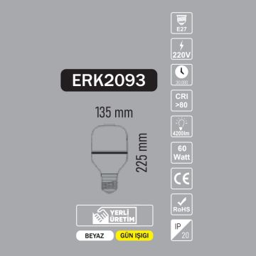 ERKled ERK2093 60 Watt Torch LED Ampul
