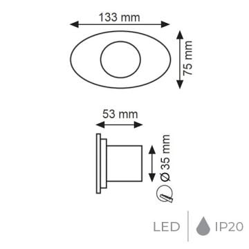 K2 GLOBAL KBA809 3 Watt Krom Sıva Altı LED Koridor/Merdiven Armatürü