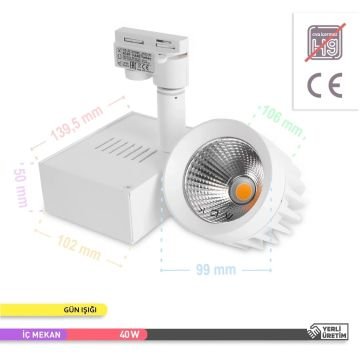 ACK AD30-14600 40 Watt Beyaz Kasa LED Ray Spot - OSRAM LED & OSRAM/PHILIPS Driver - Gün Işığı (3000K)