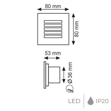 K2 GLOBAL KBA807 3 Watt Krom Sıva Altı Kare LED Koridor/Merdiven Armatürü