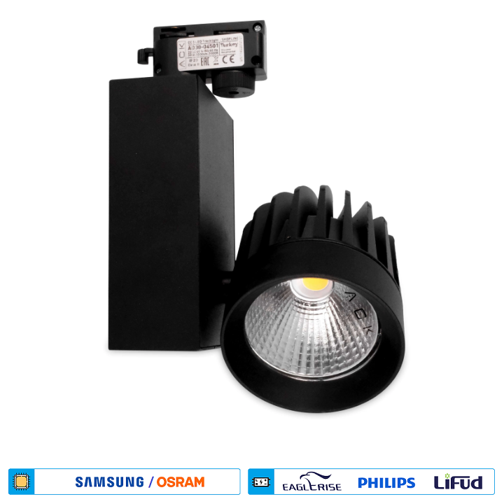 ACK AD30-04511 30 Watt Siyah Kasa LED Ray Spot - OSRAM LED & OSRAM/PHILIPS Driver - Ilık Beyaz (4000K)