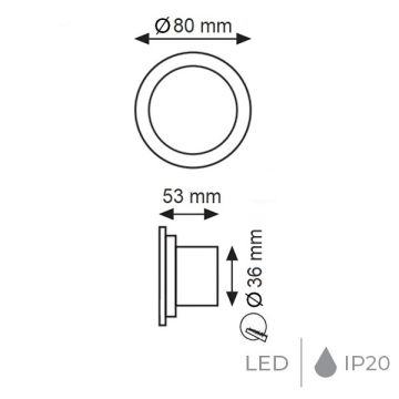 K2 GLOBAL KBA804 3 Watt Krom Sıva Altı Yuvarlak LED Koridor/Merdiven Armatürü