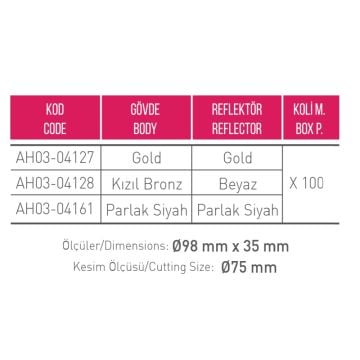 ACK AH03-04127 Gold Sıva Altı Yuvarlak Spot Kasası - Metal