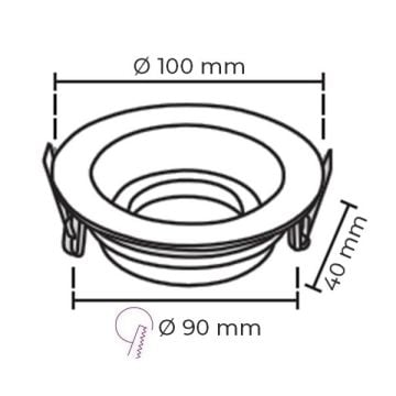 NOAS YL60-1661 Amazon Sıva Altı Beyaz-Siyah Yuvarlak Spot Kasası (Metal)