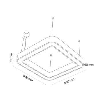 GOYA GY 8114-60 Siyah/Beyaz Kasa 36 Watt 60x60 cm Kare Halka Lineer Sarkıt Armatür