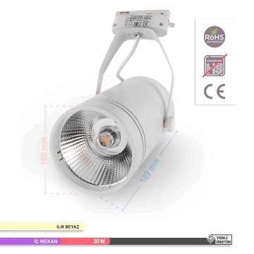 ACK AD30-11910 30 Watt Beyaz Kasa LED Ray Spot - OSRAM LED & OSRAM/PHILIPS Driver - Ilık Beyaz (4000K)
