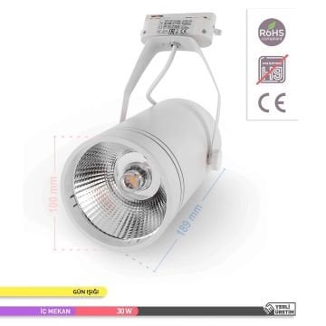 ACK AD30-11900 30 Watt Beyaz Kasa LED Ray Spot - OSRAM LED & OSRAM/PHILIPS Driver - Gün Işığı (3000K)