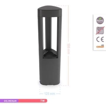 ACK AG43-02102 Dallas7 Watt 50 cm LED Bollard Armatür - OSRAM LED - Gün Işığı (3000K) - Metal Gövde