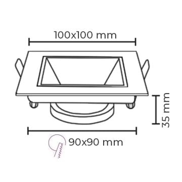 NOAS YL60-3110 URAL Sıva Altı Beyaz-Siyah Kare Spot Kasası (Metal)