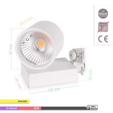 ACK AD30-04000 30 Watt Beyaz Kasa LED Ray Spot - OSRAM LED & OSRAM/PHILIPS Driver - Gün Işığı (3000K)