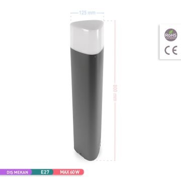 ACK AG36-00062 Hera 80 cm Bollard Armatür (Metal Gövde - E27 Duylu)