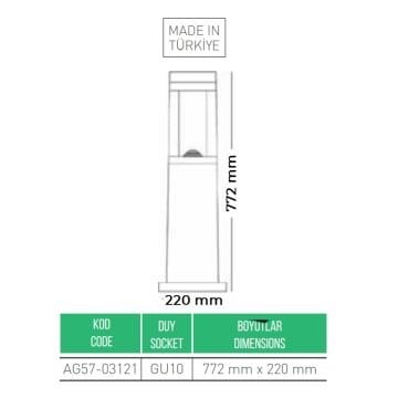 ACK AG57-03121 77 cm Bollard Armatür (GU10 Duylu - PC Gövde)