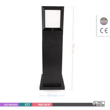 ACK AG55-09101 Lunar 70 cm Bollard Armatür (E27 Duylu - PC Gövde)