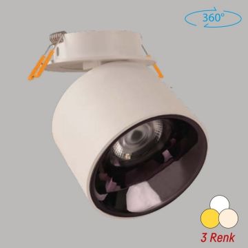 YCL YC 825 12 Watt Beyaz Kasa Sıva Altı Yuvarlak LED Spot - 3 Işık Renkli (Beyaz + Ilık Beyaz + Gün Işığı)