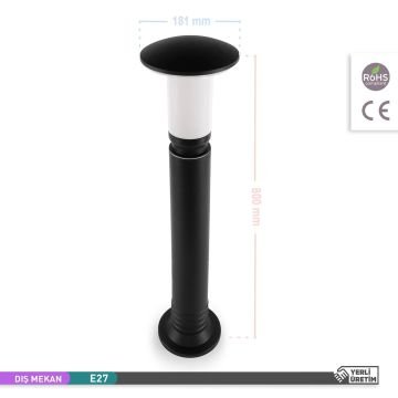 ACK AG55-04421 Gaia 80 cm Mantar Bollard Armatür (E27 Duylu - PC Gövde)