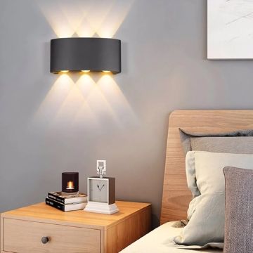 HELIOS HS 5850 Siyah Çift Yönlü Dış Mekan LED Aplik - Gün Işığı (3200K) - IP65 - ABS Gövde