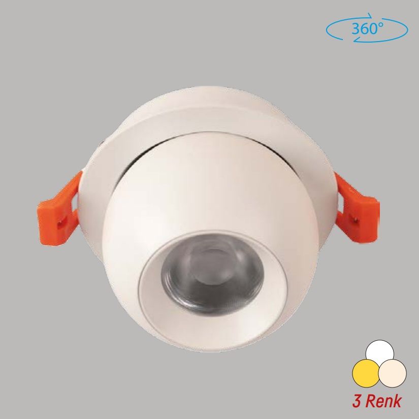 YCL YC 765 12 Watt Beyaz Sıva Altı Yuvarlak LED Spot - 3 Işık Renkli (Beyaz + Ilık Beyaz + Gün Işığı)