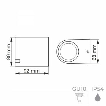 HELIOS HS 5647 Siyah Tek Yönlü Dış Mekan Aplik (GU10 Duylu - Metal Gövde)