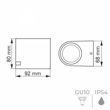 HELIOS HS 5647 Siyah Tek Yönlü Dış Mekan Aplik (GU10 Duylu - Metal Kasa)