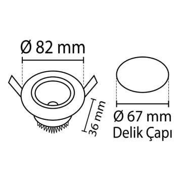 NOAS YL28-0500 Mercan 5 Watt Sıva Altı Beyaz Yuvarlak LED Spot