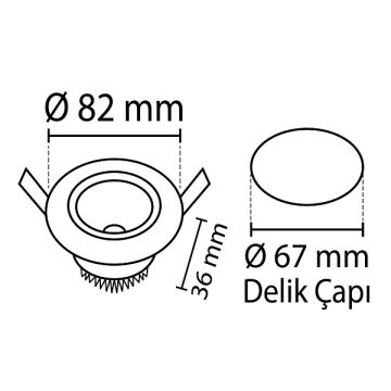 NOAS YL28-0502 Mercan 5 Watt Sıva Altı Krom Yuvarlak LED Spot