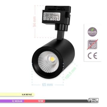 ACK AD30-11011 10 Watt Siyah Kasa LED Ray Spot - Ilık Beyaz (4000K)