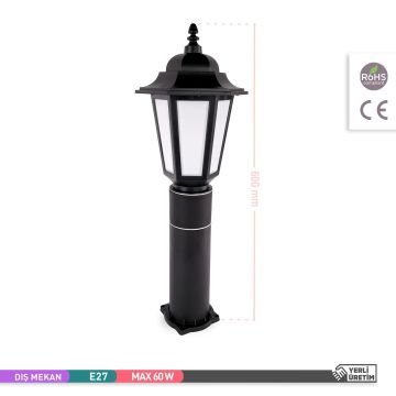 ACK AG57-05121 Perge 60 cm Bollard Armatür (E27 Duylu - PC Gövde)