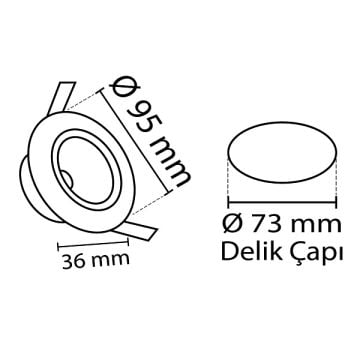 NOAS YL28-1511 Toros 5 Watt Sıva Altı Beyaz Yuvarlak LED Spot