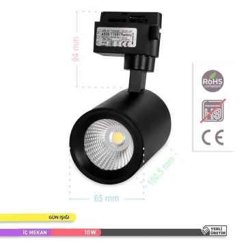 ACK AD30-11001 10 Watt Siyah Kasa LED Ray Spot - Gün Işığı (3000K)