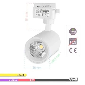 ACK AD30-11000 10 Watt Beyaz Kasa LED Ray Spot - Gün Işığı (3000K)