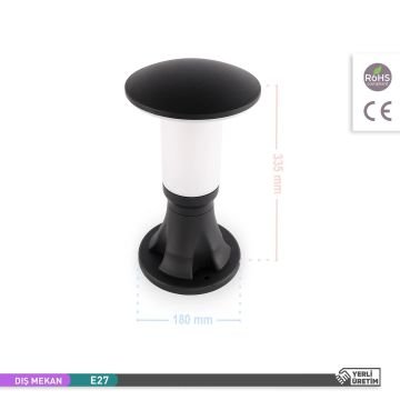 ACK AG55-04021 Gaia 33 cm Mantar Bollard Armatür (E27 Duylu - PC Gövde)