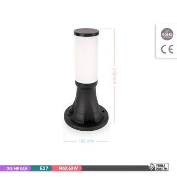 ACK AG56-05221 Aria 34 cm Bollard Armatür (E27 Duylu - PC Gövde)