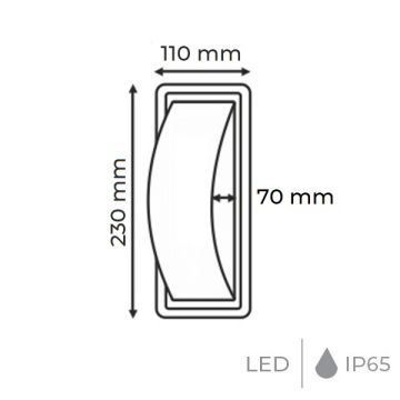 08 12 Watt Siyah Dış Mekan LED Aplik - Gün Işığı (3000K) - IP65
