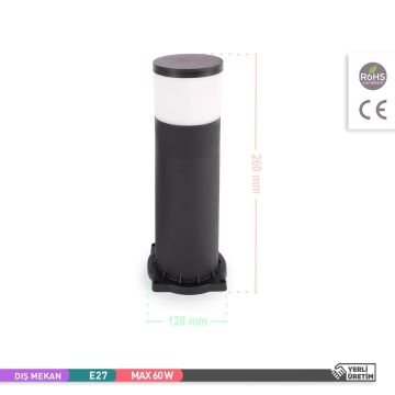 ACK AG56-06221 Limos 26 cm Bollard Armatür (E27 Duylu - PC Gövde)