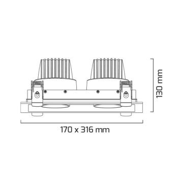 GOYA GY 3042-30 Beyaz Kasa Kare 2x30 Watt DİMLİ İkili LED Mağaza Spotu