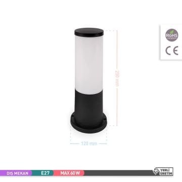 ACK AG56-05121 Aria 29 cm Bollard Armatür (E27 Duylu - PC Gövde)