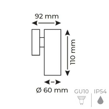 HELIOS HS 5613 Antrasit Tek Yönlü Dış Mekan Aplik (GU10 Duylu - Metal Kasa)