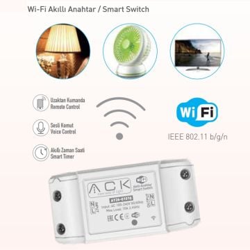 ACK AY26-01010 2000 Watt 10 Amper Wi-Fi Akıllı Anahtar