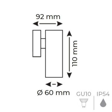 HELIOS HS 5613 Siyah Tek Yönlü Dış Mekan Aplik (GU10 Duylu - Metal Gövde)