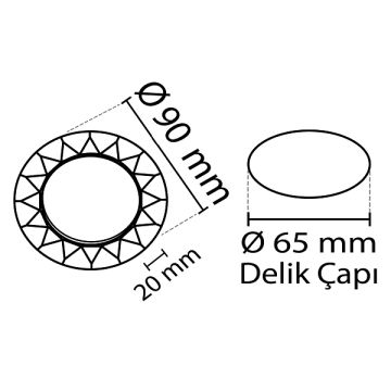 NOAS YL65-1621 GAYA Yuvarlak Cam Spot Kasası