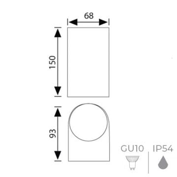 HELIOS HS 5648 Siyah Çift Yönlü Dış Mekan Aplik (GU10 Duylu - Metal)