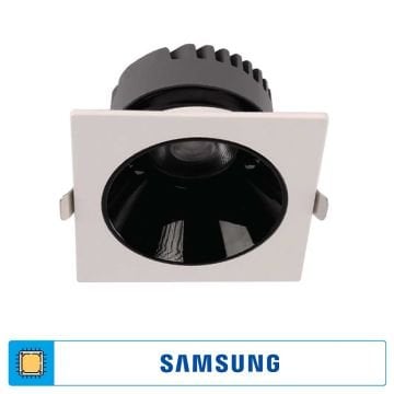 ACK AD10-01510 10 Watt Siyah-Beyaz Sıva Altı Kare SAMSUNG LED Spot - Ilık Beyaz (4000K)