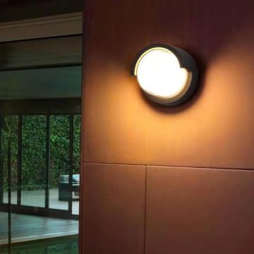 HELIOS HS 5811 7 Watt Siyah Yuvarlak Dış Mekan LED Aplik - Gün Işığı (3200K) - Metal Gövde