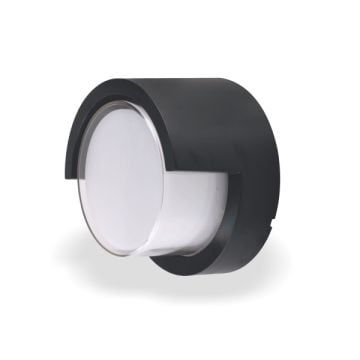 HELIOS HS 5811 7 Watt Siyah Yuvarlak Dış Mekan LED Aplik - Gün Işığı (3200K) - Metal Gövde