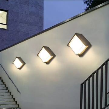 HELIOS HS 5812 7 Watt Siyah Kare Dış Mekan LED Aplik - Gün Işığı (3200K) - Metal Gövde
