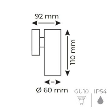 HELIOS HS 5613 Saten Kasa Tek Yönlü Dış Mekan Aplik (GU10 Duylu - Metal Gövde)