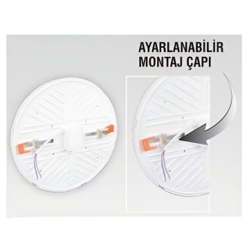 K2 GLOBAL KDL466 18 Watt Ayarlanabilir Sıva Altı Yuvarlak LED Panel