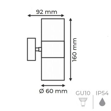 HELIOS HS 5615 Saten Kasa Çift Yönlü Dış Mekan Aplik (GU10 Duylu - Metal Gövde)