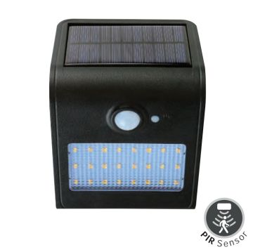 HOROZ 078-012-0001 SIRIUS 1 Watt Siyah Sensörlü Solar Aplik - Ilık Beyaz (4200K) [Plastik Kasa]